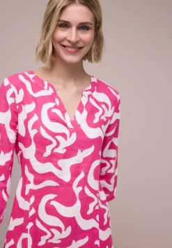 Linnen midi-jurk met print