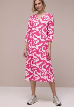 Linnen midi-jurk met print