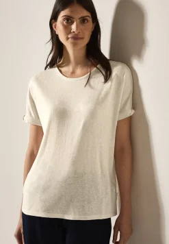 Linnen look shirt met glitter