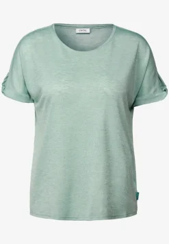 Linnen look shirt met glitter