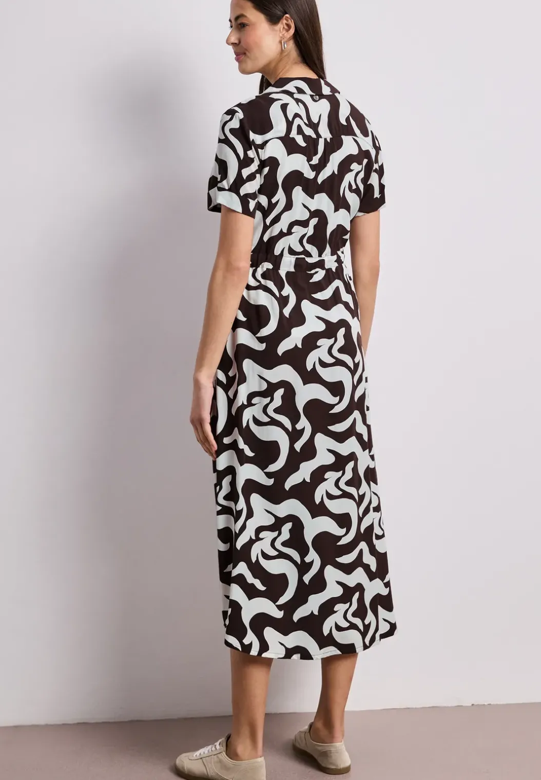 Maxi-jurk met overhemdkraag en print