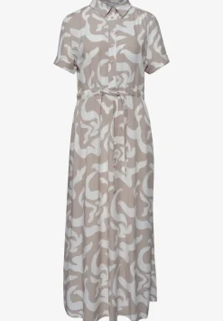 Maxi-jurk met overhemdkraag en print