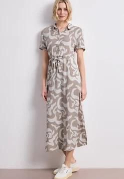 Maxi-jurk met overhemdkraag en print