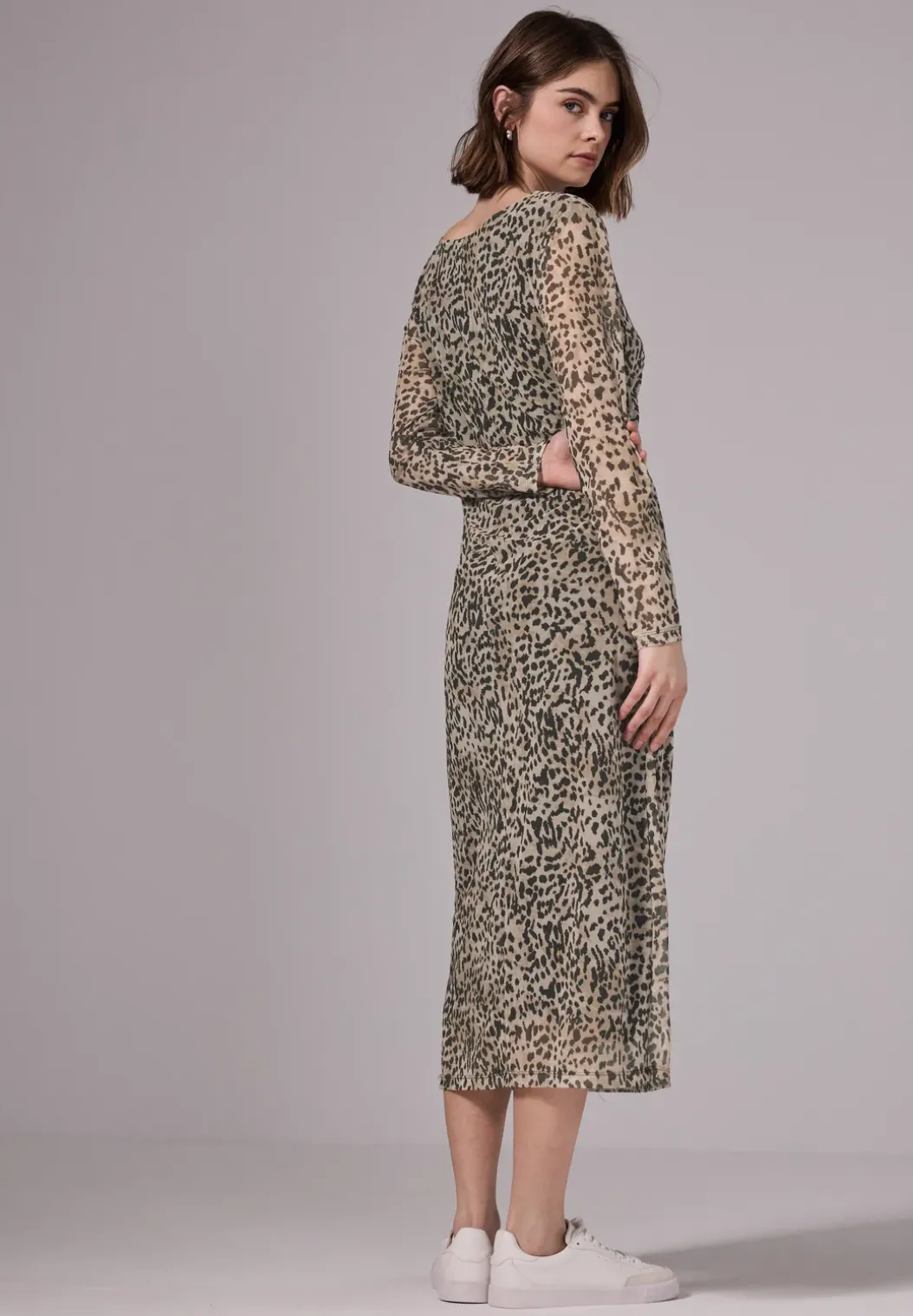 Mesh jurk met leoprint