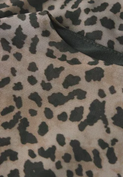 Mesh jurk met leoprint