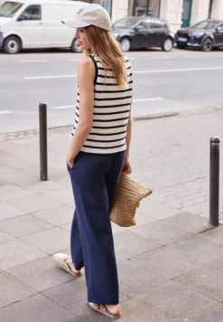 Mid Waist broek met Wide Legs en structuur