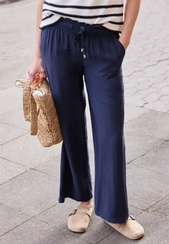 Mid Waist broek met Wide Legs en structuur