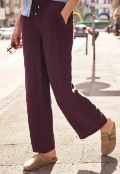 Mid Waist broek met Wide Legs en structuur