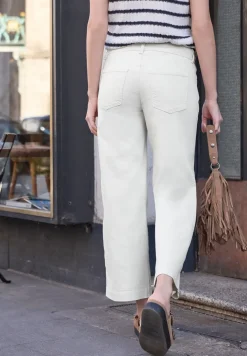 Mid Waist broek met wijde pijpen in casual pasvorm
