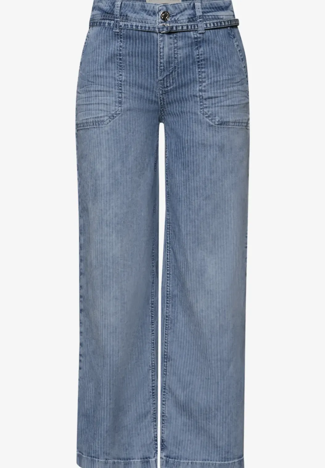 Mid Waist jeans met Wide Legs en strepen