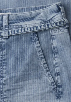 Mid Waist jeans met Wide Legs en strepen