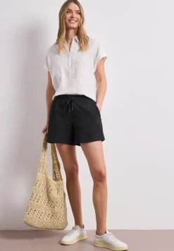 Mid Waist shorts van neteldoek