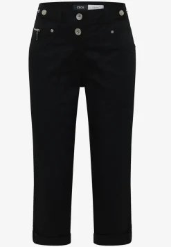 Mid Waist Slim Legs broek met omslag