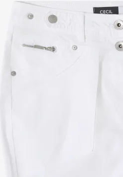 Mid Waist Slim Legs broek met omslag