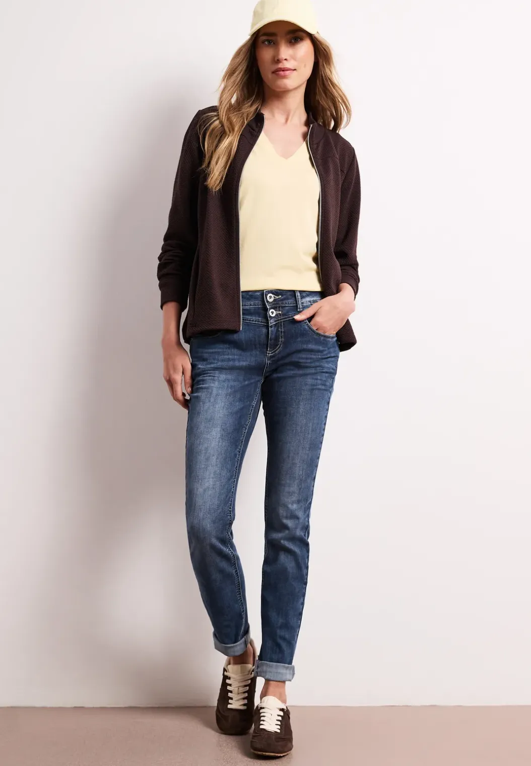 Mid Waist Slim Legs jeans met turn-up