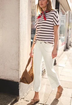 Mid Waist Wide Leg Jeans met Borduring