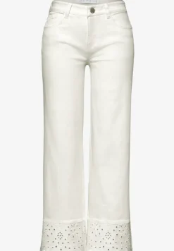 Mid Waist Wide Leg Jeans met Borduring