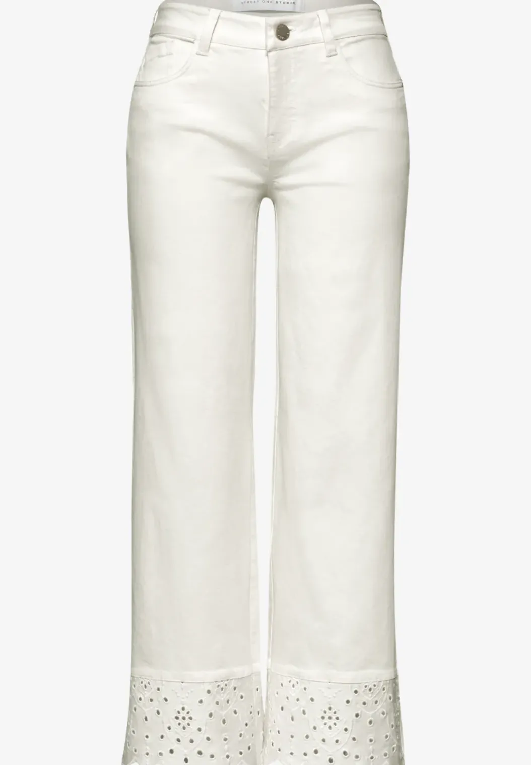 Mid Waist Wide Leg Jeans met Borduring