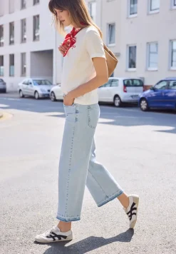Mid Waist Wide Legs jeans met decoratieve zoom
