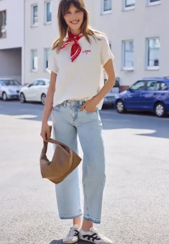 Mid Waist Wide Legs jeans met decoratieve zoom