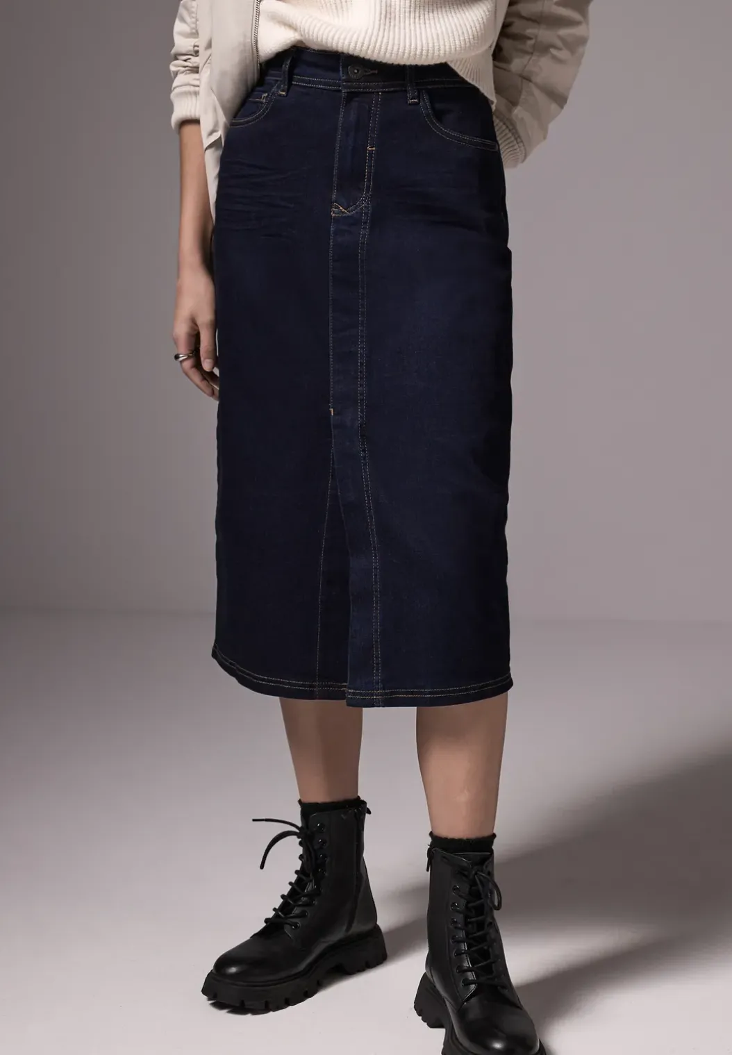 Midi denim rok