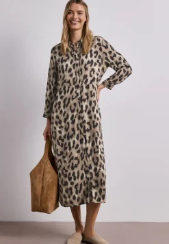 Midi-jurk met doorlopende knoopsluiting