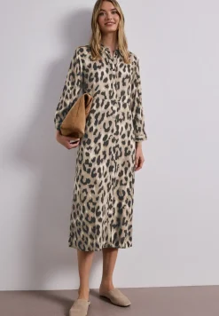 Midi-jurk met doorlopende knoopsluiting