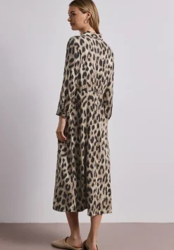 Midi-jurk met doorlopende knoopsluiting