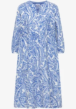 Midi-jurk met gespleten hals en print