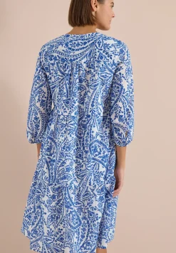 Midi-jurk met gespleten hals en print