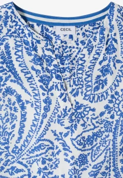 Midi-jurk met gespleten hals en print