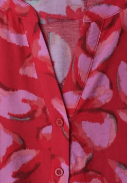 Midi-jurk met gespleten hals en print