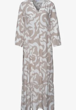 Midi-jurk met gespleten hals en print