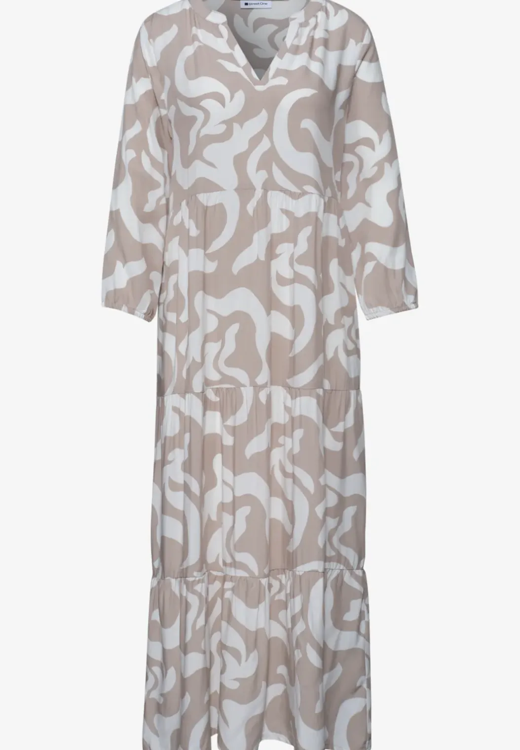 Midi-jurk met gespleten hals en print