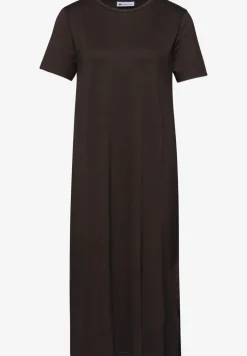 Midi-jurk met korte mouwen en splitdetail