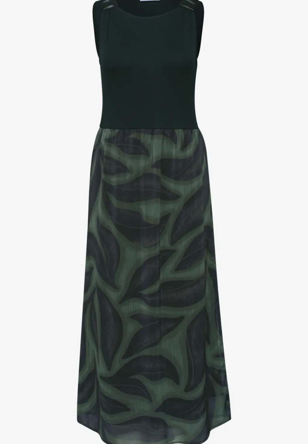 Midi-jurk met structuurmix en print
