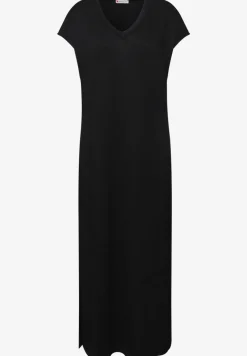 Midi-jurk met V-hals in een gebreide look