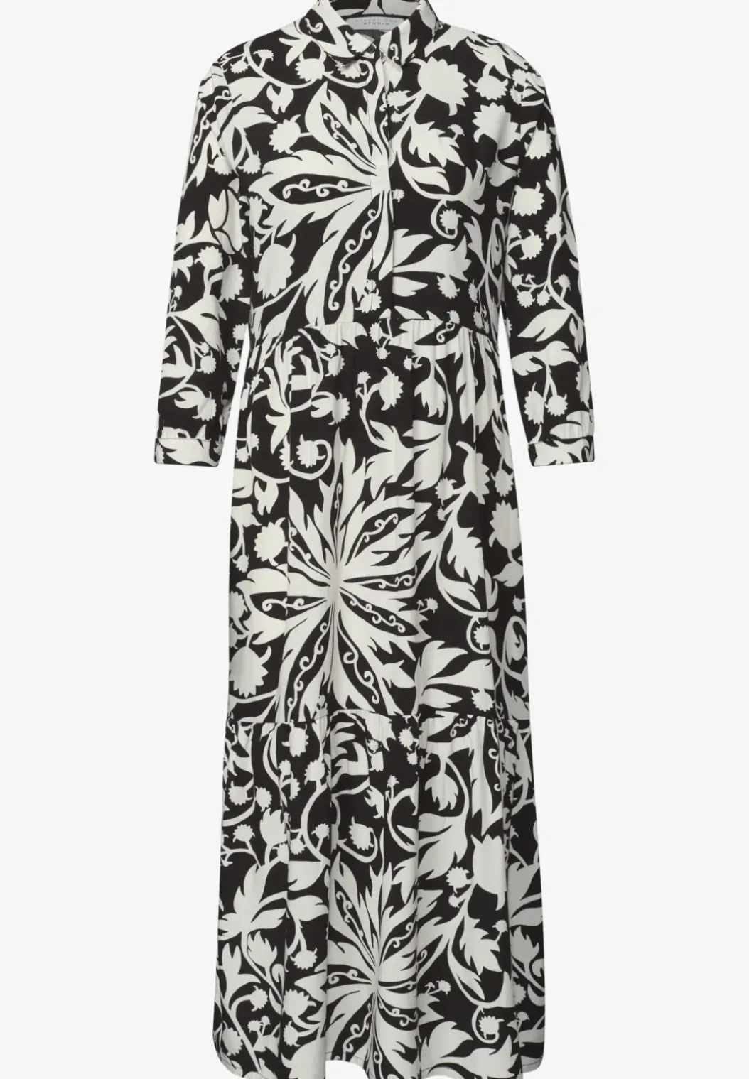 Midi-jurk met volants en bloemenpatroon