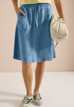 Midi-rok met denimlook zakken