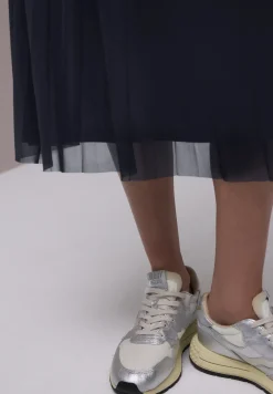 Midi-rok van mesh met een geplooide textuur