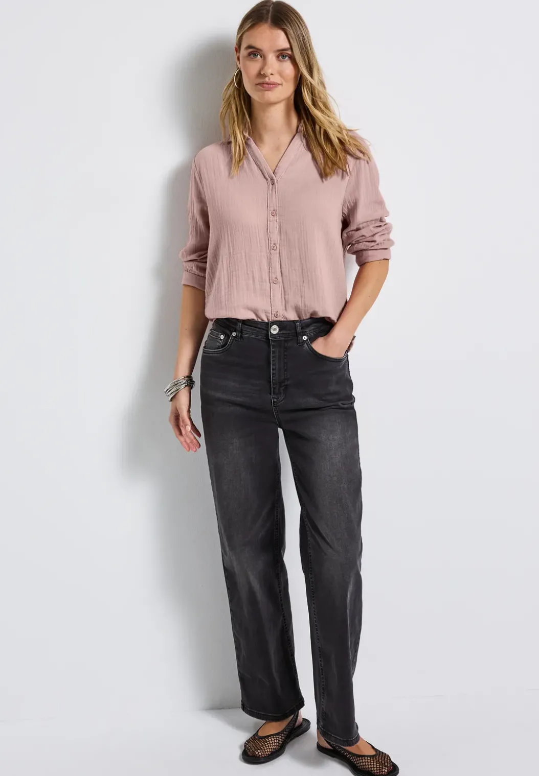 Mousseline overhemd blouse