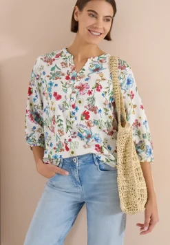3/4-mouwen blouse met gespleten hals en print