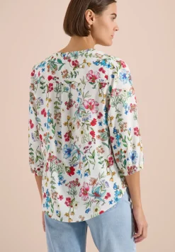 3/4-mouwen blouse met gespleten hals en print