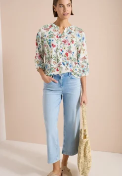 3/4-mouwen blouse met gespleten hals en print