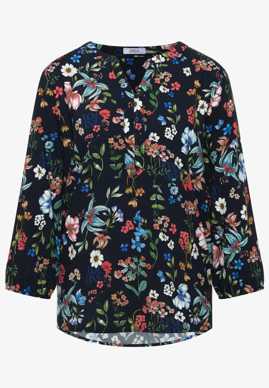 3/4-mouwen blouse met gespleten hals en print
