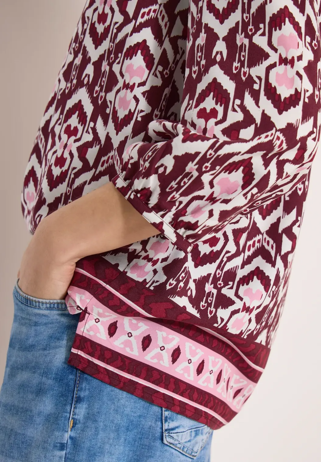 3/4-mouwen blouse met grafisch patroon