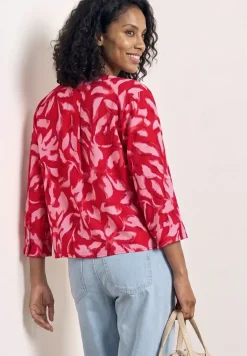 3/4-mouwen blouse met knoopdetail