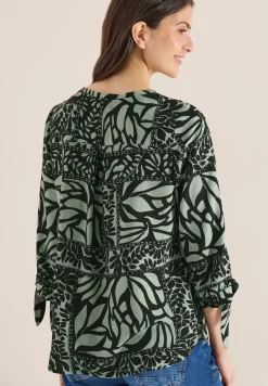 3/4-mouwen blouse met patchworkprint