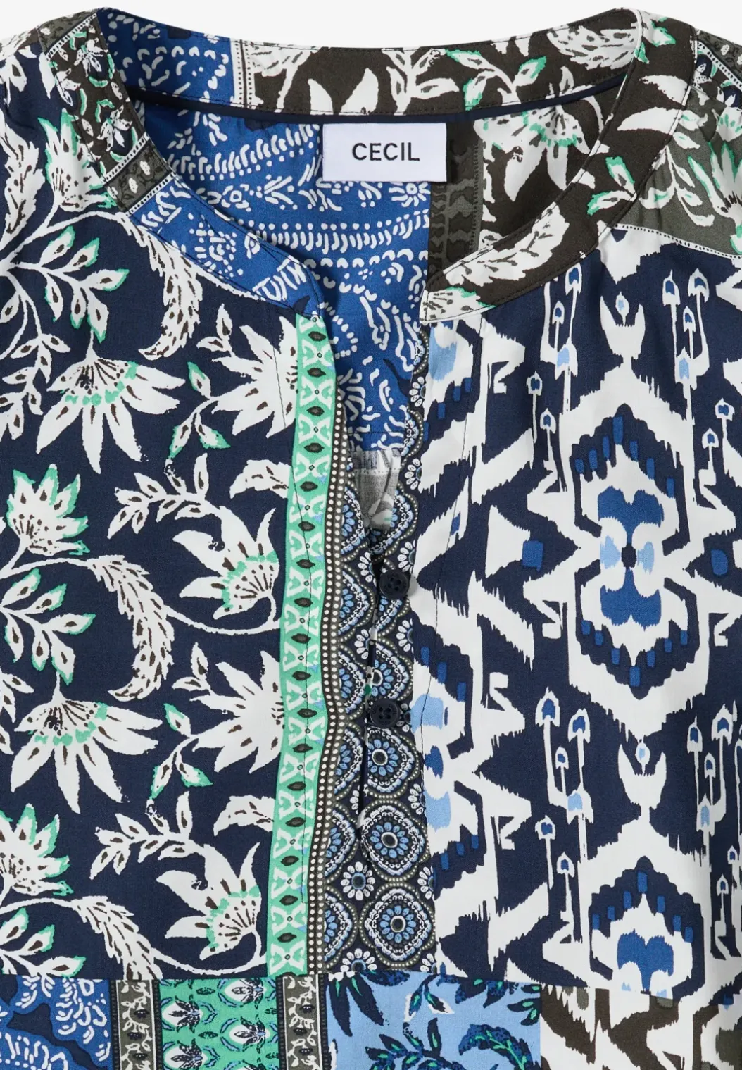3/4-mouwen blouse met patchworkprint