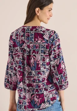 3/4-mouwen blouse met patchworkprint